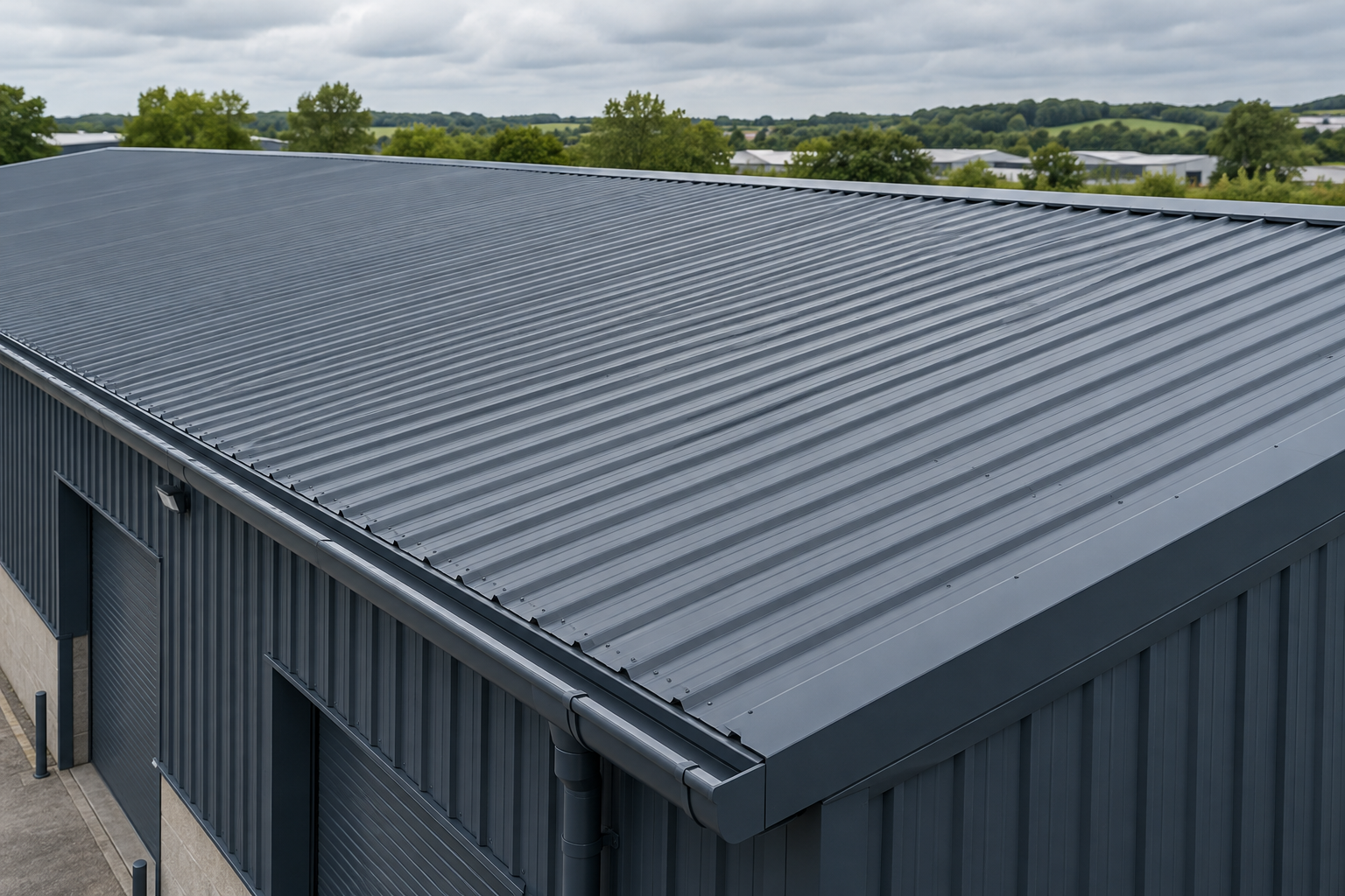 Coated profiled metal warehouse roof
